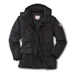 Bei rauem Klima bewährt: eine Jacke mit Regen-, Wind- und Kälteschutz!