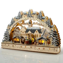 Winterlicher Weihnachtsmarkt mit drehender Pyramide
